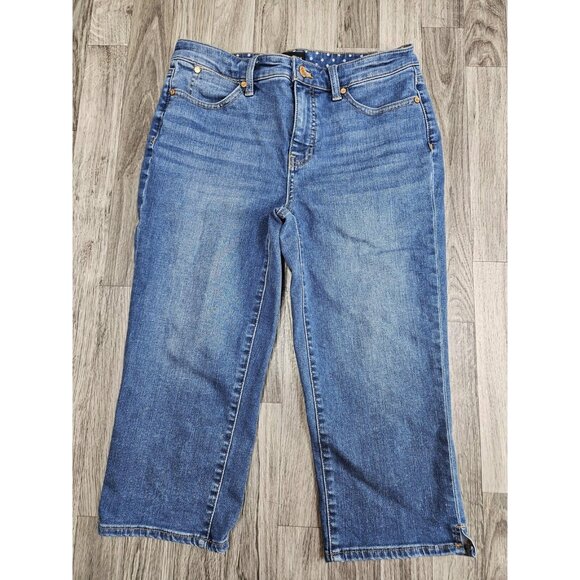 Talbots Jeans Womens 4 Blue Pedal Pusher Capri Cropped Stretch Denim Casual - Picture 1 of 11